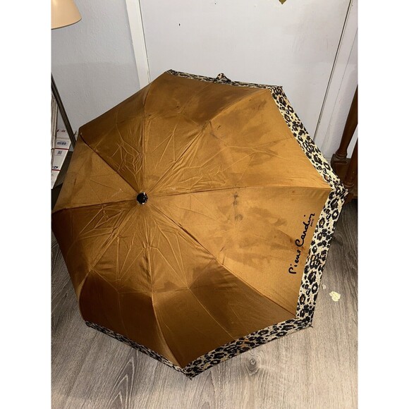 Vintage Pierre Cardin Paris folding Collapsing Umbrella Brown Snake Skin color - Picture 1 of 8